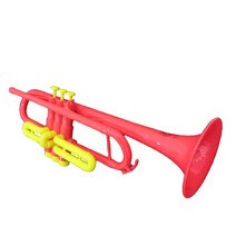 타이거 B 플랫 ABS 플라스틱 타이거 트럼펫 PT60 트럼펫 악기 저자극성 초보자 연습 연습 시험 악단 연주용, 오래 된 빨간색과 노란색