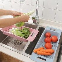 부엌 보조선반 과일 세척 설거지 자투리공간활용, 베이지