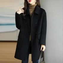 여성 캐시미어 코트 가을 ​​겨울 큰 모직 패션 기질 중간 긴 느슨한 작은