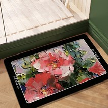 Senro 유화 플라워 흡수하족 미끄럼방지 규조토 발매트 40 x 60 CM, 직사각형, I