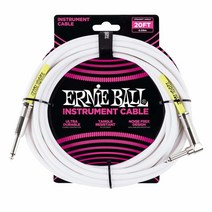 Ernie Ball 악기 케이블 직선/각도 6.1m(20피트) 화이트 (P06047), White