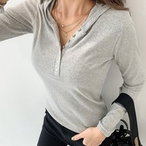 [나크21] (55~88) 스포티한 단추넥 후드티셔츠 KO11-T-07