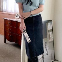 여자 고무줄치마 가을 캐주얼 데님 미디 스커트