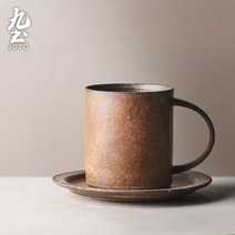 접시와 일본 수제 커피 컵 창조적 인 가정용 석기 커피 컵 가마 변경 머그잔 애프터눈 티 컵과 접시 세트, NONE, 색상 분류: 스타일 2