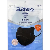 크리넥스 안심케어 라이트핏 입체형 황사마스크 KF80 대형 마스크 블랙 BLACK, 50개입