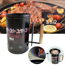 캠핑용품_스타터_숯_BBQ__숯불피우기_숯점화통_원형__대형 32C6, 실버(대형)