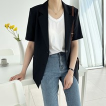 데일트 여성 오버핏 여름 린넨 반팔 자켓