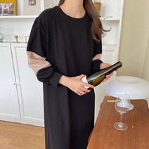 마이시즌 여성용 나나 소매 배색 원피스