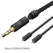 trn t2 pro 16 코어 이어폰 분리형 케이블 은 도금 hifi trn vx pro ta2 v90 ta1 zsx ta2, 블랙 0.78 3.5