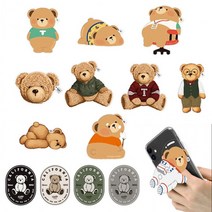 [하이셀] 테디아일랜드 클래식 뚠뚠곰 빈티지 아크릴 톡 그립 거치대 홀더 스마트톡, 빈티지 톡, 카키, 빈티지 톡_카키