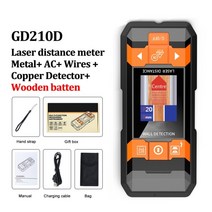 금속 탐지기 레이저 거리 측정기 거리 측정기 벽 스캐너 구리 AC 배선 목재 파인더 전선 깊이 추적기 줄자, GD210D