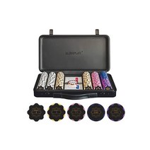 SLOWPLAY Nash 텍사스 홀덤용 14g 클레이 포커 칩 세트 500개[블랭크 칩] 내부 가죽 디자인과 독일 폴리카보네이트 외피가 고급 휴대용 케이스가 특징입니다. 17676, 300 Chips With Numbered Values