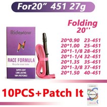 오토바이 타이어 RideNow-초경량 자전거 내부 튜브 700c 18 2 28 32 도로 타이어 4/6/8mm 길이 프렌치 밸브 초경량, 20inch 451 Set10, SV65mm