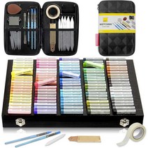 나무케이스 아트세트 사각 분필 파스텔 드로잉 블렌딩 130pc