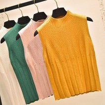 가을 여성 민소매 칼라 니트 셔츠