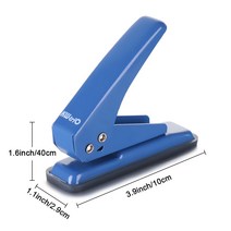 천공기 금속 단일 구멍 펀치 휴 용 펀칭 1 종이 커터 플래너 사무실 편지지, Hole Punch, 01 Blue