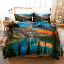 라클라우드침대 스노우 마운틴 풍경 침구 세트 호수 침대 이불 커버 홈 데코 트윈 싱글 퀸 킹 사이즈 패션 트리 스카이 클라우드, [03] AU King240x210cm, [08] 9