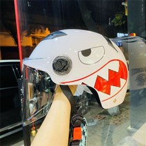 전동킥보드 전기자전거 오토바이 바이크 이륜차 헬멧 반모 레트로 하이바 클래식 배민 배달, 백상아리