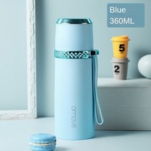 보온 보냉 주전자 360ml 스테인레스 스틸 진공 병 병 물병 열 머그잔 휴대용 물 컵 학생유행 남자 여자 선물, 파란색