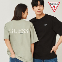 게스 guess 정품 MN2K9495 에센셜 유니 등판 로고 세미오버핏 반팔티