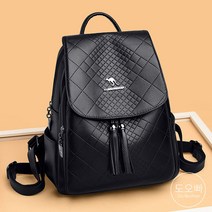 도오빠 여성 가죽 백팩 숄더백 배낭 대용량 빅사이즈 술 키링 솔리드 단색 중년 사계절 여자가방