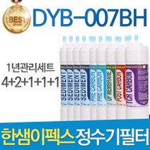 한샘이펙스 DYB-007BH 고품질 정수기 필터 호환 전체세트, 선택2 - 8인치 한방향 1년관리세트(4+2+1+1+1=9개)