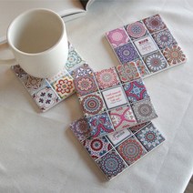 기하학 패턴 유니크 조각보 도자기 컵받침 코스터 4p, 상품선택, 4개