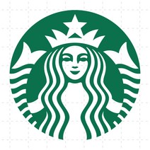 스타벅스 싸이렌 사이렌 STARBUCKS 로고스티커 데칼스티커 방수, 12cm x 12cm, 검정색