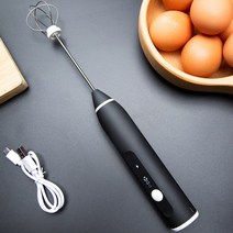 계란 믹서 에그 혼합 가정용 쉐이커 믹서기 전기 털 USB 충전 3 속도 조정 주방 요리 도구 버블러 크림 소스 교반기 작은 우유 거품기 153, 2세대 블랙
