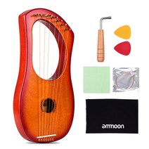 ammoon 7 현 거문고 하프 고대 스타일의 악보대 Okoume 나무 현악기 캐리 가방 / 추가 스트링 설정 조정 렌치 청소 천 2 개의 시설