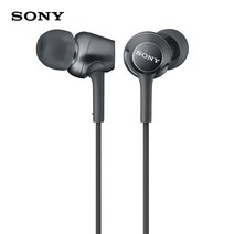 소니 MDR-EX255AP 헤드폰 3.5mm 유선 이어폰 음악 헤드셋 핸즈프리, 검은 색