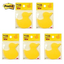 3M 포스트잇 노트 모양 포스트잇 SSN D/C 강한점착용 (고양이 윙크하트 오리 말풍선 꽃 하트 사과 나비 별) 5개입, 오리 X 5개