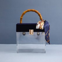 링비츠 럭셔리 손잡이 투명 선물 상자 포장지 구디백, 로얄블루(R41)