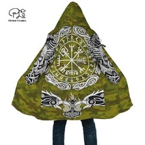 Newfashion 최신 바이킹 신 fenrir odin 전사 기호 문신 3dprint 남성여성 후드 겨울 외투 후드 망토 양털 a2