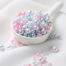 비즈공예재료 레진아트 600800Pcs 다채로운 ABS 모조 의류 진주 믹스 38mm 구멍이 있는 둥근 구슬 DIY 팔찌 매력 목걸이 만들기위한, 60g, Blue Pink