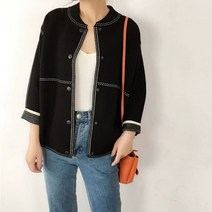 스티치 라인 루즈핏 고퀄리티 울 니트 띠 자켓 가디건