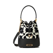 Kate Spade New York 글래머시 스페이드 플라워 모노그램 셰닐 버킷 백 블랙 멀티 원 사이즈 One Size
