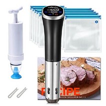 Wancle Sous Vide 슬로우 쿠커 1100W IPX7 10bags 포함, 수비드 기계 + 10 봉지