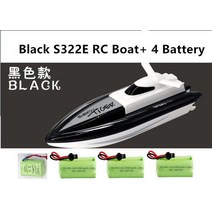 RC보트 낚시용 RC보트 RC 잠수함 rc 보트 4 8v 500mah 1 16 40kmh 고속 원격 제어 보트 2 4g 4 채널 s322e 모델 보트 레드 블루 블랙 rc, s322e-black-4배터리