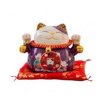 마네키 네코 일본 소품샵 복 주머니 전통 고양이 인형 돼지 저금통 세라믹 Maneki Nekos 크리 에이 티브 홈 인테리어 도자기 장식품 비즈니스 선물 행운의 공예, 04 보라색