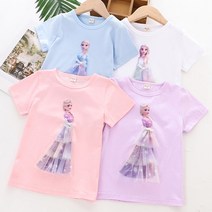 여아 디즈니 엘사 레이스드레스 반팔티(4Color)