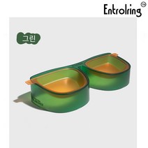 엔트롤링 고양이그릇 고양이경추 보호 애완동물 두 그릇 대용량 쿨링방지오색고양이 식분대, 그린