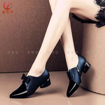 셀럽당 여성 신발 봄가을 깊은 펌프스 패션 리본 스틸레토 통굽 단화