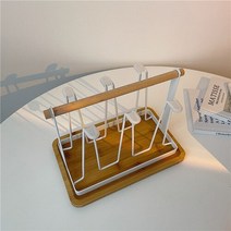 컵홀더 흰색 금속 물컵 트레이가 있는 배수 가정용 주방 바 연철 컵 홀더, 없음, 2.White - Wooden Plate