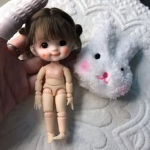 신제품 Qbaby BJD 구체관절 인형 1/8 14cm 럭셔리 수지 딤플 얼굴 순수 수제 움직이는 관절 장난감 생일 선물, Black