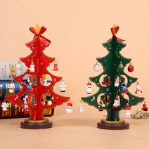 크래프트센터 DIY 크리스마스 오너먼트 우드 미니 트리 만들기 소품 장식, 오르골 레드