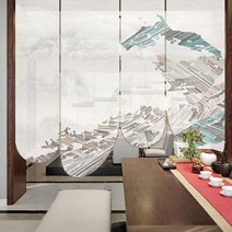 동양화 패브릭 파티션 커텐타입 가림막 반투명 금속