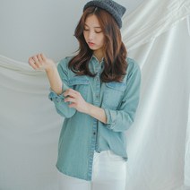 제이앤몰스 여성 빈티지 데님 연청 셔츠 청남방 여자 남방 W065
