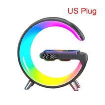 다기능 무선 충전기 알람 시계 스피커 앱 RGB 고속 스테이션. 아이폰 11. 삼성 호환용, 01 Black