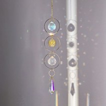 태양 캐처 윈드 차임 펜던트 매달림 크리스탈 달 별 스테인드 글라스 정원 장식 야외, A